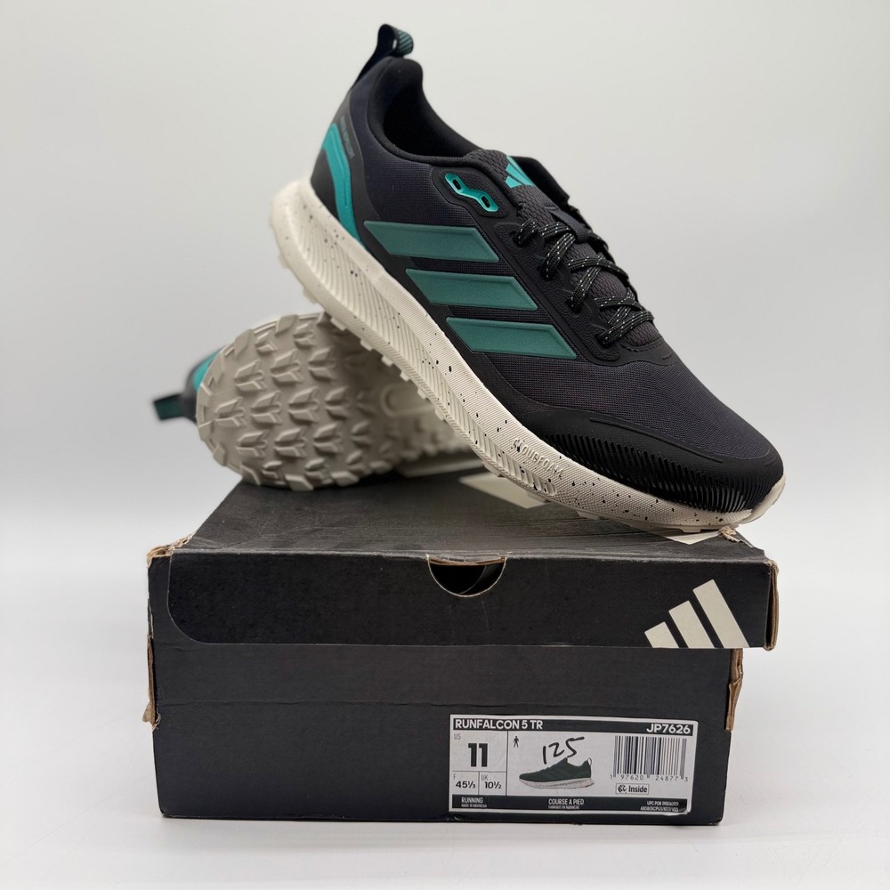 Adidas Runfalcon 5 TR Mens 11 Trail Running Black Teal WaterRepellent*New/Box*